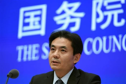 Người phát ngôn Văn phòng Hong Kong và Macao thuộc Quốc vụ viện Trung Quốc, ông Dương Quang, phát biểu tại cuộc họp báo ở Bắc Kinh ngày 3/9/2019. (Ảnh: AFP/TTXVN)