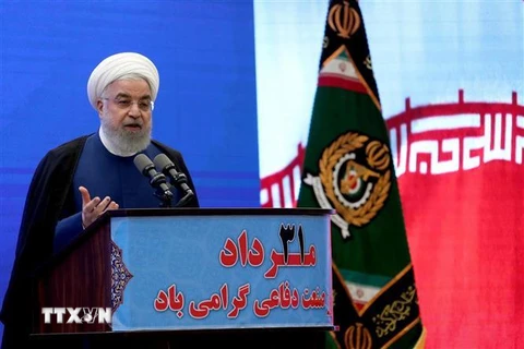 Tổng thống Iran Hassan Rouhani phát biểu tại Tehran, Iran. (Ảnh: AFP/TTXVN)