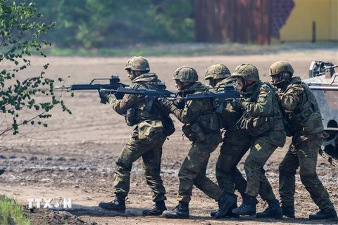 Binh sỹ Đức tham gia cuộc tập trận của NATO tại Munster, miền Bắc Đức. (Ảnh: AFP/TTXVN)