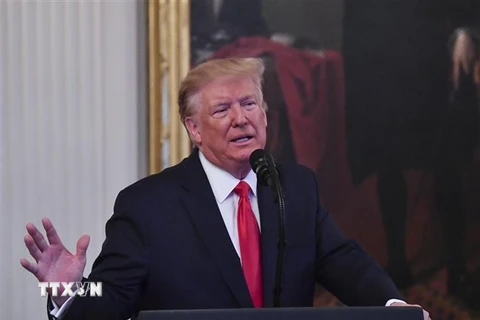 Tổng thống Mỹ Donald Trump phát biểu tại Washington, DC. (Ảnh: AFP/TTXVN)