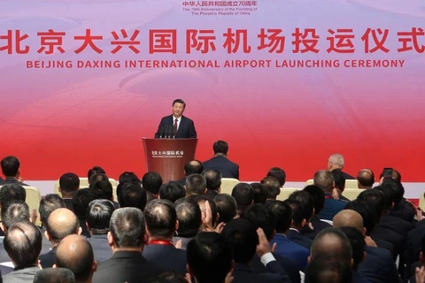 Chủ tịch Trung Quốc Tập Cận Bình chính thức khai trương Sân bay quốc tế Đại Hưng. (Nguồn: Reuters)