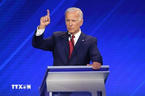 Cựu Phó Tổng thống Mỹ Joe Biden phát biểu tại Houston, Texas. (Ảnh: AFP/TTXVN)
