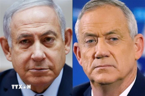 Thủ tướng Israel Benjamin Netanyahu (trái) và lãnh đạo đảng liên minh Xanh-Trắng Benny Gantz (phải). (Ảnh: AFP/TTXVN)