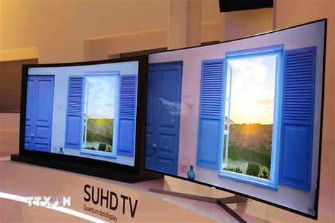 Tivi Samsung SUHD được trưng bày tại một triển lãm ở Las Vegas, bang Nevada (Mỹ). (Ảnh: AFP/TTXVN)