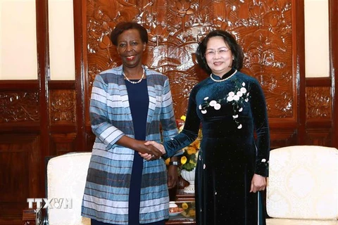 Phó Chủ tịch nước Đặng Thị Ngọc Thịnh tiếp bà Louise Mushikiwabo, Tổng Thư ký Pháp ngữ. (Ảnh: Doãn Tấn/TTXVN)