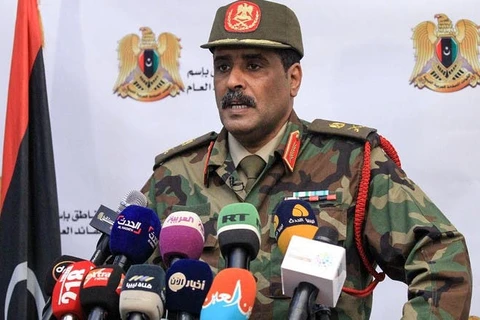 Phát ngôn viên của lực lượng quân đội Haftar Ahmad al-Mesmari. (Nguồn: AFP)
