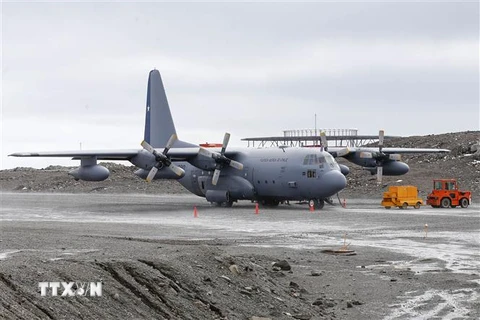 Máy bay quân sự Chile C-130 tại căn cứ không quân Presidente Eduardo Frei của nước này ở Nam Cực tháng 1/2019. (Ảnh: AFP/TTXVN)