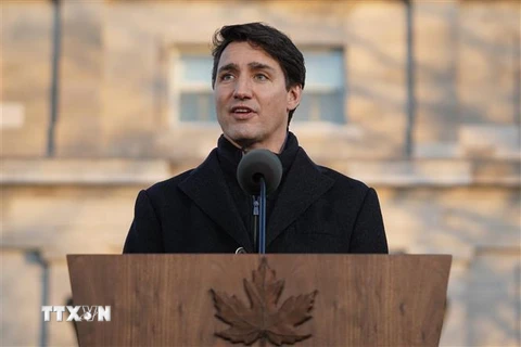 Thủ tướng Canada Justin Trudeau phát biểu tại một sự kiện ở Ottawa. (Ảnh: AFP/TTXVN)