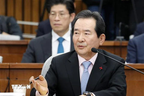 Ông Chung Sye-kyun phát biểu tại phiên họp Quốc hội ở Seoul, Hàn Quốc. (Ảnh: Yonhap/TTXVN)