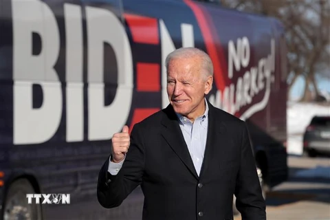 Cựu Phó Tổng thống Mỹ Joe Biden trong một cuộc vận động tranh cử ở Emmetsburg, bang Iowa. (Ảnh: AFP/TTXVN)