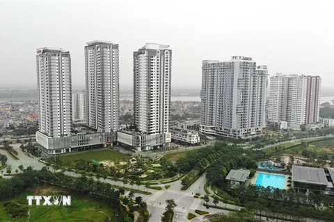 Các dự án chung cư cao cấp trong khu đô thị Gamuda Gaderns (Gamuda City) tại Hà Nội với vốn đầu tư từ Tập đoàn bất động sản Malaysia - Gamuda Land. (Ảnh: Danh Lam/TTXVN)