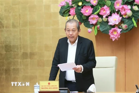 Phó Thủ tướng Thường trực Chính phủ Trương Hòa Bình, Trưởng Ban Chỉ đạo 896, phát biểu. (Ảnh: Doãn Tấn/TTXVN)