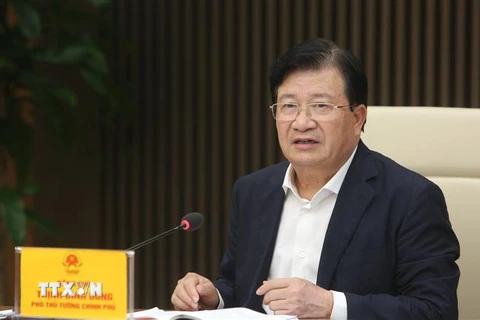 Phó Thủ tướng Trịnh Đình Dũng chủ trì cuộc họp. (Ảnh: Dương Giang/TTXVN)