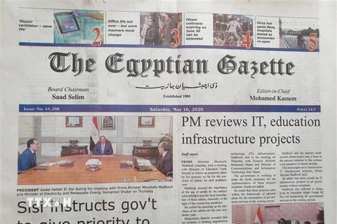 Tờ The Egyptian Gazette (Công báo Ai Cập) - tờ báo tiếng Anh lâu đời nhất ở Trung Đông. (Ảnh: Anh Tuấn/TTXVN)