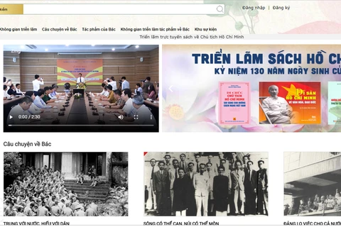 Ảnh chụp màn hình trang web Triển lãm sách kỷ niệm 130 năm Ngày sinh Chủ tịch Hồ Chí Minh.