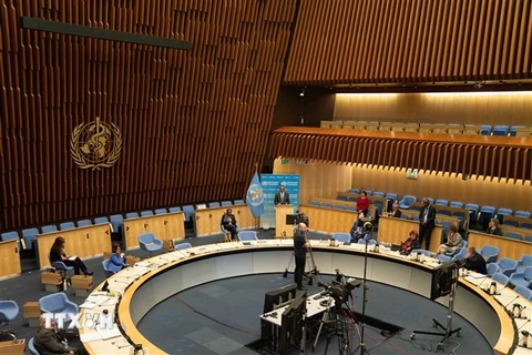 Hội nghị Đại Hội đồng Y tế Thế giới thuộc WHO, Geneva, Thụy Sĩ, ngày 18/5. (Ảnh: THX/TTXVN)