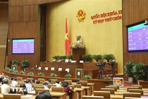 Kết quả miễn nhiệm chức vụ Ủy viên Ủy ban Thường vụ Quốc hội đối với bà Nguyễn Thanh Hải. (Ảnh: Doãn Tấn/TTXVN)