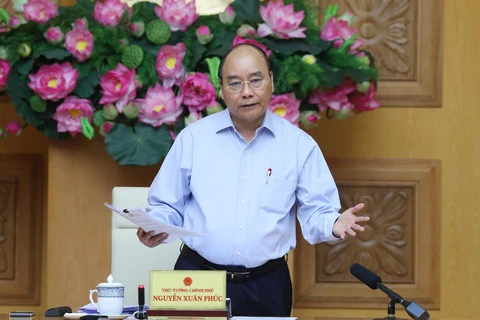 Thủ tướng Nguyễn Xuân Phúc chủ trì phiên họp. (Ảnh: Thống Nhất/TTXVN)
