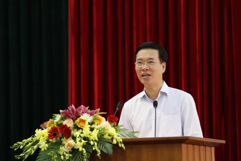 Trưởng Ban Tuyên giáo Trung ương Võ Văn Thưởng phát biểu chỉ đạo Hội nghị. (Ảnh: Phương Hoa/TTXVN)