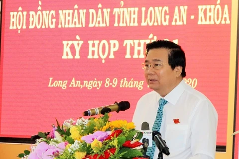 Bí thư Tỉnh ủy, Chủ tịch Hội đồng Nhân dân tỉnh Long An Phạm Văn Rạnh phát biểu. (Nguồn: longan.gov.vn)