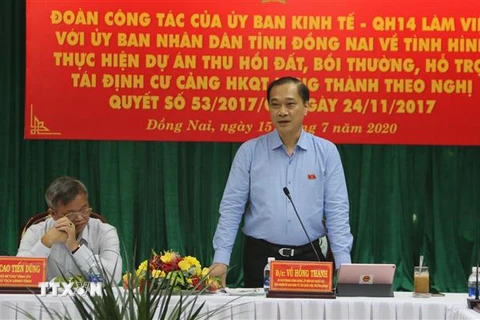 Chủ nhiệm Ủy ban Kinh tế Quốc hội Vũ Hông Thanh phát biểu kết luận buổi làm việc. (Ảnh: Công Phong/TTXVN)