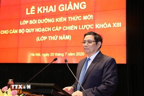 Trưởng Ban Tổ chức Trung ương Phạm Minh Chính phát biểu. (Ảnh: Văn Điệp/TTXVN)