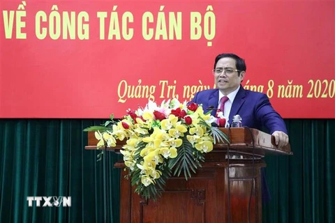 Trưởng Ban Tổ chức Trung ương Phạm Minh Chính phát biểu tại hội nghị. (Ảnh: Nguyên Lý/TTXVN)