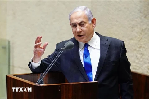 Thủ tướng Israel Benjamin Netanyahu phát biểu tại cuộc họp ở Jerusalem. (Ảnh: AFP/TTXVN)