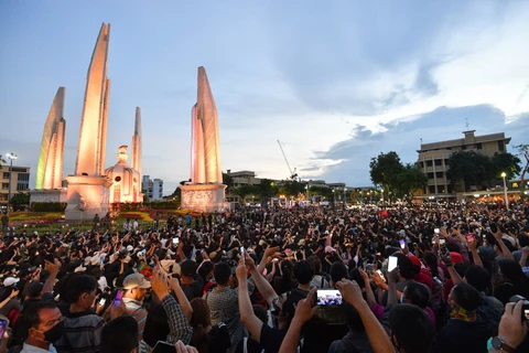Người biểu tình tại Thái Lan hôm 16/8. (Nguồn: AFP)