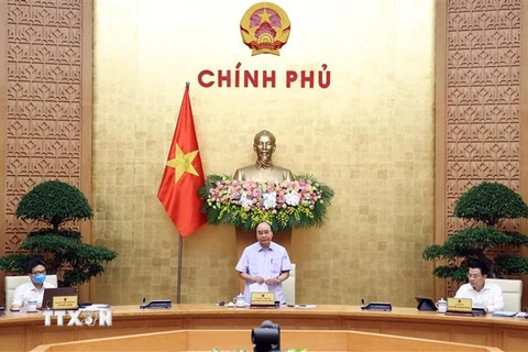 Thủ tướng Nguyễn Xuân Phúc, Chủ tịch Ủy ban Quốc gia về Chính phủ điện tử, phát biểu. (Ảnh: Thống Nhất/TTXVN)