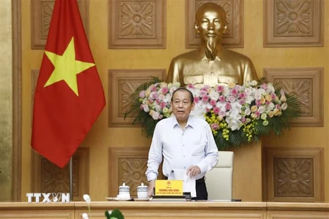 Phó Thủ tướng Thường trực Trương Hoà Bình, Trưởng Ban Chỉ đạo chủ trì phiên họp. (Ảnh: Dương Giang/TTXVN)