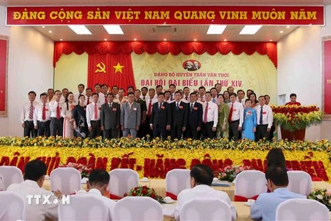 Đại hội đại biểu Đảng bộ huyện Trần Văn Thời (Cà Mau) khóa XIV. (Ảnh: Kim Há/TTXVN)