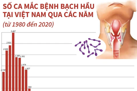 [Infographics] Số ca mắc bệnh bạch hầu tại Việt Nam qua các năm 