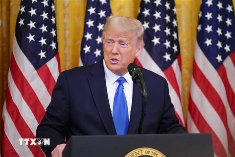 Tổng thống Mỹ Donald Trump phát biểu tại một sự kiện ở Nhà Trắng, Washington, DC. (Ảnh: AFP/TTXVN)
