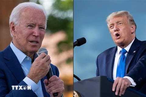 Ứng cử viên Tổng thống Mỹ của đảng Dân chủ Joe Biden (trái) và Tổng thống Mỹ Donald Trump (phải). (Ảnh: AFP/TTXVN)