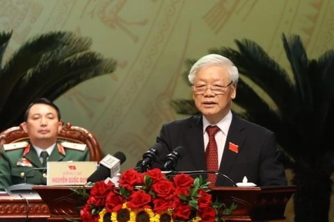 Tổng Bí thư, Chủ tịch nước Nguyễn Phú Trọng phát biểu chỉ đạo Đại hội. (Ảnh: Văn Điệp/TTXVN)
