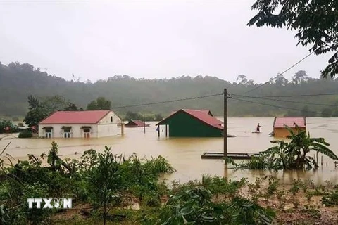 Hiện tại, tỉnh Quảng Bình có 59 bản/8xã /04 huyện biên giới bị chia cắt do mưa lũ. (Ảnh: TTXVN phát)