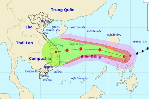 Vị trí và đường đi của bão Goni. (Nguồn: nchmf.gov.vn)