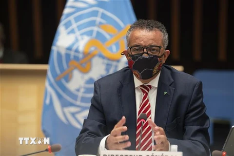 Tổng giám đốc Tổ chức Y tế thế giới (WHO) Tedros Adhanom Ghebreyesus phát biểu tại Geneva, Thụy Sĩ, ngày 5/10. (Ảnh: AFP/TTXVN)