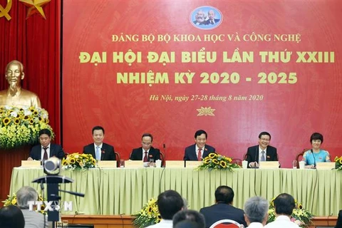Đại hội đại biểu Đảng bộ Bộ Khoa học và Công nghệ lần thứ XXIII nhiệm kỳ 2020-2025. (Ảnh: Anh Tuấn/TTXVN)