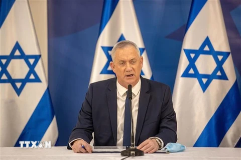 Lãnh đạo Đảng Xanh-Trắng kiêm Bộ trưởng Quốc phòng Israel Benny Gantz. (Ảnh: AFP/TTXVN)