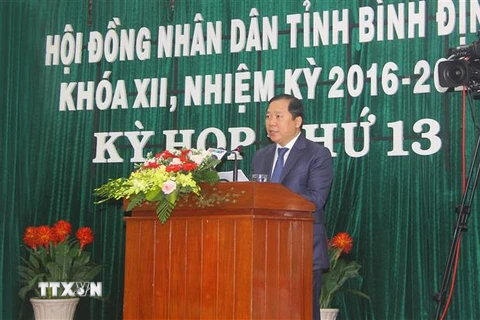 Ông Nguyễn Phi Longđược bầu làm Chủ tịch UBND tỉnh Bình Định nhiệm kỳ 2016-2021. (Ảnh: Nguyên Linh/TTXVN)