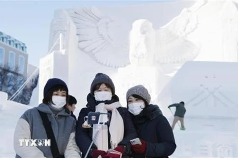 Du khách tại Lễ hội tuyết Sapporo 2020. (Ảnh: Kyodo/TTXVN)