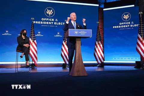 Tổng thống đắc cử ở Mỹ Joe Biden phát biểu tại thành phố Wilmington, bang Delaware, Mỹ. (Ảnh: AFP/TTXVN)