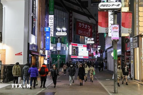 Người dân di chuyển trên đường phố tại Tokyo, Nhật Bản. (Ảnh: THX/TTXVN)
