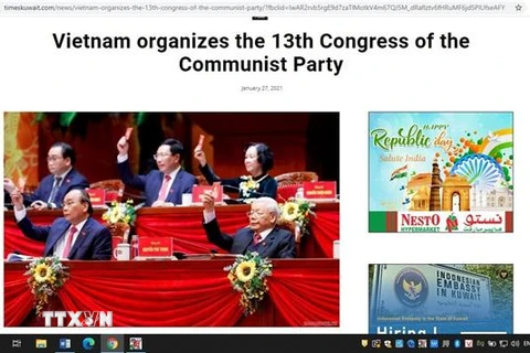Báo Kuwait đưa tin về Đại hội XIII của Đảng Cộng sản Việt Nam. (Ảnh: Anh Tuấn/TTXVN)