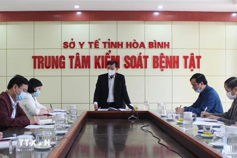 Chủ tịch UBND tỉnh Hòa Bình Bùi Văn Khánh phát biểu tại buổi làm việc. (Ảnh: Vũ Hà/TTXVN)