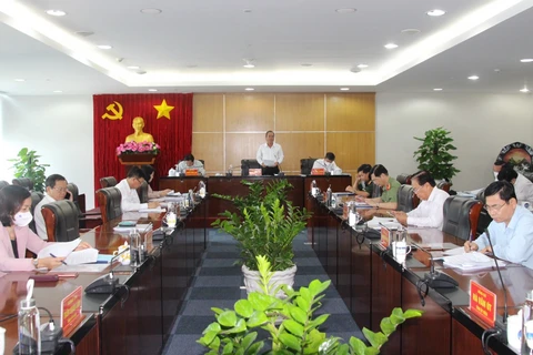 Ông Trần Văn Nam, Bí thư Tỉnh ủy, Trưởng ban Chỉ đạo công tác bầu cử tỉnh Bình Dương, phát biểu tại cuộc họp. (Nguồn: baobinhduong.vn)