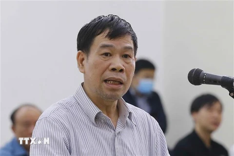 Bị cáo Vũ Thanh Hà khai báo trước Hội đồng xét xử. (Ảnh: Doãn Tấn/TTXVN)