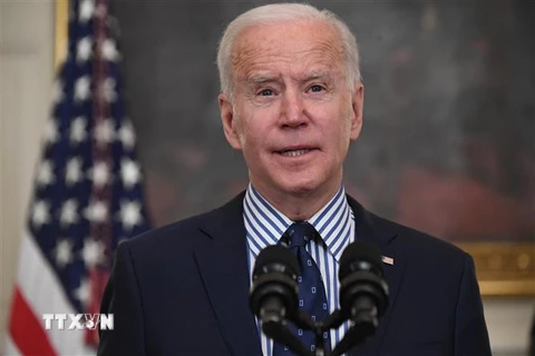 Tổng thống Mỹ Joe Biden phát biểu tại Nhà Trắng. (Ảnh: AFP/TTXVN)